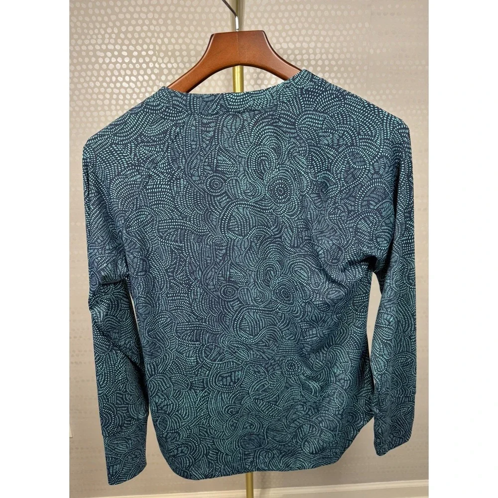 Title Nine Women's Medium Teal geometric 1/4 Zip Long Sleeve Athletic Golf Top